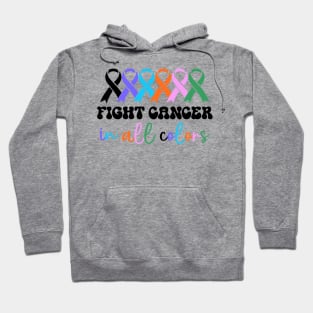 Multi colored ribbons cancer awareness Hoodie